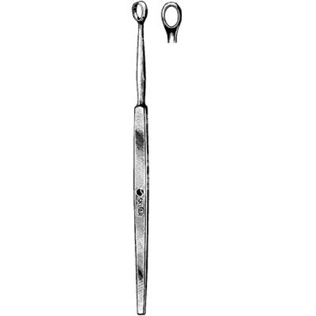 Sklar - Dermal Curette Fox 5-1/2 Inch Length Solid Flat Handle 5 mm Tip Straight Fenestrated Oval Tip - 06-4135