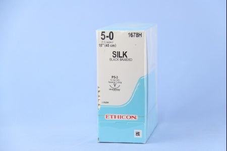J & J Healthcare Systems Perma-Hand Suture with Needle Nonabsorbable Coated Black Suture Braided Silk Size 5-0 18 Inch Suture 1-Needle 16 mm Length 3/8 Circle Reverse Cutting Needle - 1678H