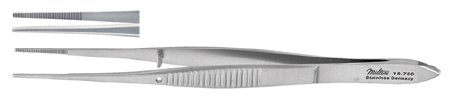Miltex Miltex Eye Dressing Forceps 4 Inch OR Grade Stainless Steel (German) NonSterile NonLocking Thumb Handle Straight Serrated Tips - 18-780