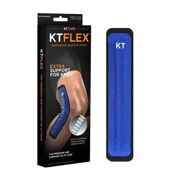 KT Health Tape Support Kt Tape Kt Flex Cotton/Elastic 10" Adhesive Black/Blue 8/Bx - 70-0259