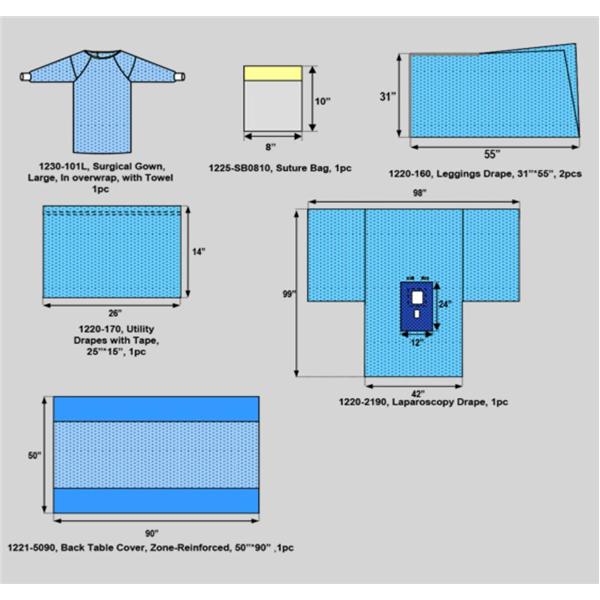 Welmed Inc Pack Laparoscopy With Drape/Surgical Gown Large Lf Sterile 10/Kt - 1250-2100