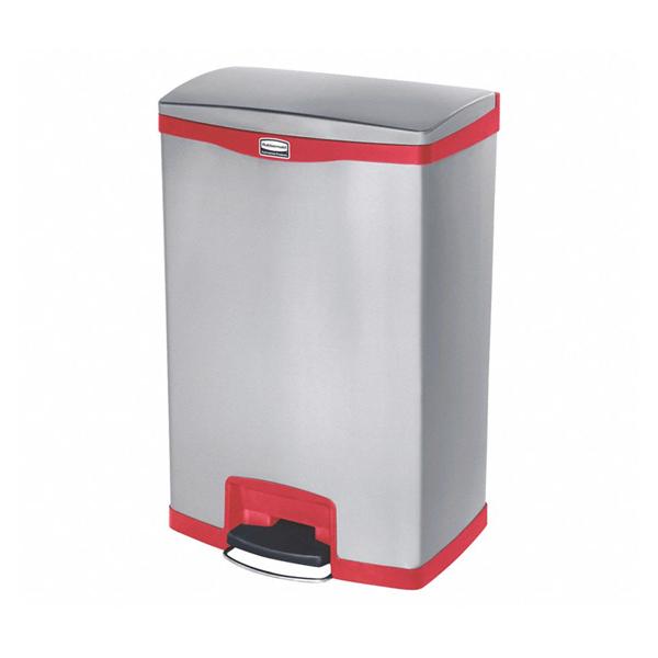 Rubbermaid Can Trash Slim Jim Stainless Steel 24Gal Step-On Pedal Silver Rectangle Each - 1902002