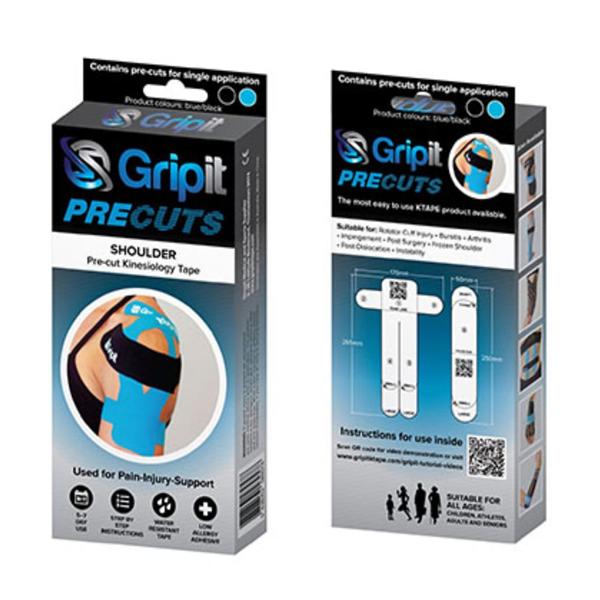 Fabrication Enterprises Tape Kinesiology Gripit Precut Elastic Strip Low Allergy Adhesive Blue/Black Ea - 24-0109