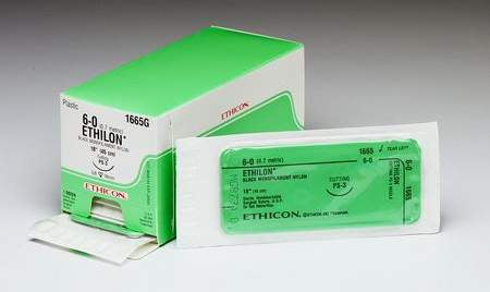 J & J Healthcare Systems Ethilon Suture with Needle Nonabsorbable Uncoated Black Suture Monofilament Nylon Size 4-0 18 Inch Suture 1-Needle 19 mm Length 3/8 Circle Precision Cosmetic - Conventional Cutting PRIME Needle - 1894G