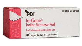 Professional Disposables Iodine Removal Wipe Io-Gone Individual Packet Isopropyl Alcohol / Sodium Thiosulfate Alcohol Scent 100 Count - B47000