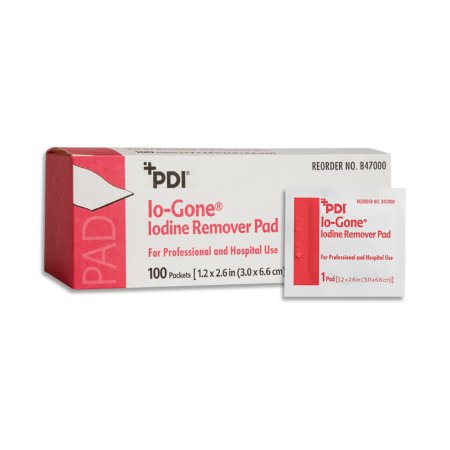 Io-Gone - Iodine Removal Wipe Individual Packet Isopropyl Alcohol / Sodium Thiosulfate Alcohol Scent 100 Count - B47000