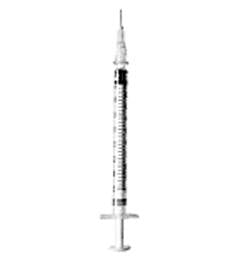 Becton Dickinson Allergy Syringe with Needle 1 mL 28 Gauge 1/2 Inch Attached Needle Without Safety - 305500