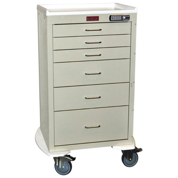 Harloff Manufacturing Cart Procedure Mini24 29.25X22X42.75" 5" Casters 6 Drawer Elctrnc Pshbtn Lk Ea - 4256E