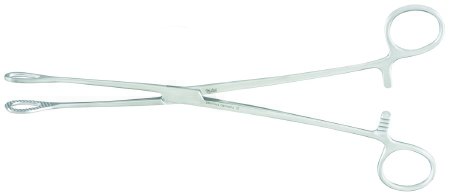 Miltex Miltex Sponge Forceps Foerster 9-1/2 Inch OR Grade Stainless Steel (German) NonSterile Ratchet Lock Finger Ring Handle Straight Serrated Tip - 7-600