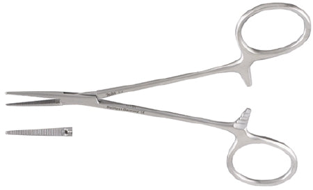 Miltex - Hemostatic Forceps Halsted-Mosquito 5 Inch Length OR Grade German Stainless Steel NonSterile Ratchet Lock Finger Ring Handle Straight Serrated Tips - 7-8