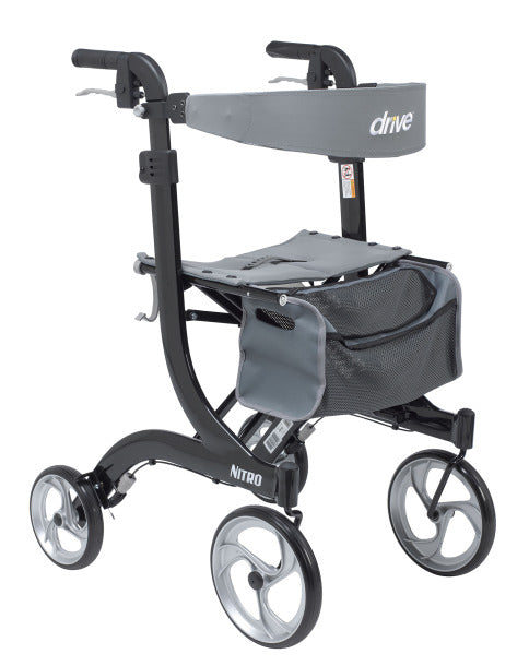 Drive Medical Nitro Aluminum Rollator, Tall Height, 10" Casters