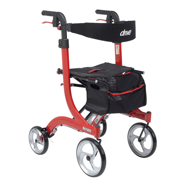 Drive Medical Nitro Aluminum Rollator, Tall Height, 10" Casters