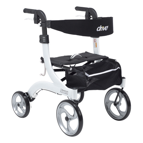 Drive Medical Nitro Aluminum Rollator, Hemi Height, 10" Casters