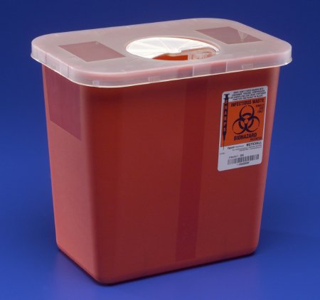 Cardinal SharpSafety Sharps Container 1-Piece 10 H X 10-1/2 W X 7-1/4 D Inch 2 Gallon Red Rotor Lid - 8970