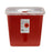 SharpSafety - Sharps Container 10 H X 10-1/2 W X 7-1/4 D Inch 2 Gallon Red Base / White Lid Vertical Entry Rotating Lid - 8970