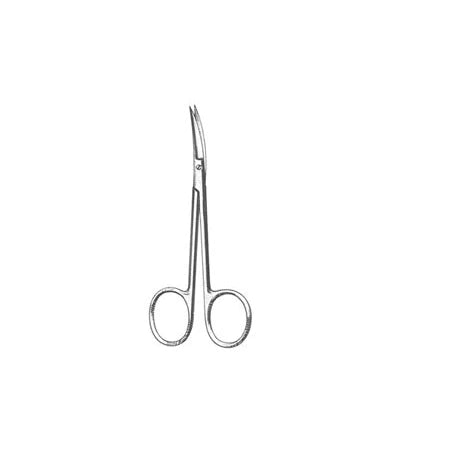 Fine Surgical - Iris Scissors 4-1/2 Inch Length Office Grade Stainless Steel NonSterile Finger Ring Handle Curved Blades Sharp Tip / Sharp Tip - GS-13-010
