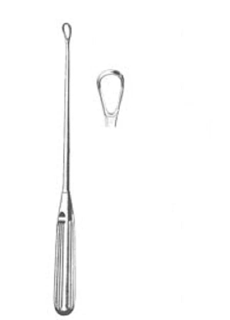 Fine Surgical - Uterine Curette Sims 11 Inch Length Hollow Handle with Grooves Size 1 Tip Sharp Teardrop Loop Tip - 27-840