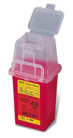 Becton Dickinson Phlebotomy Sharps Container 1-Piece 9 H X 4-1/2 W X 4 D Inch 1.5 Quart Red Vertical Entry Lid - 305487