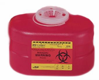 Becton Dickinson Sharps Container 1-Piece 5-1/2 H X 8-1/2 W X 5 D Inch 3.3 Quart Red Funnel Lid - 305488