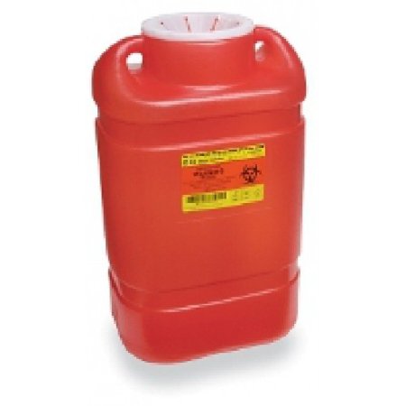 Becton Dickinson Sharps Container 1-Piece 14 H X 7-1/2 W X 10-1/2 D Inch 5 Gallon Red Vertical Entry Lid - 305491