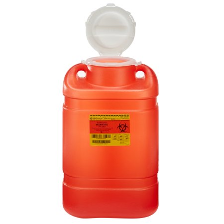 BD - Sharps Container 18 H X 7-1/2 W X 10-1/2 D Inch 5 Gallon Red Base / White Lid Vertical Entry Hinged Snap On Lid - 305491