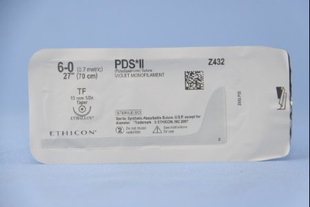 PDS II - Suture with Needle Absorbable Uncoated Violet Suture Monofilament Polydioxanone Size 6 - 0 27 Inch Suture 1-Needle 13 mm Length 1/2 Circle Taper Point Needle - Z432H