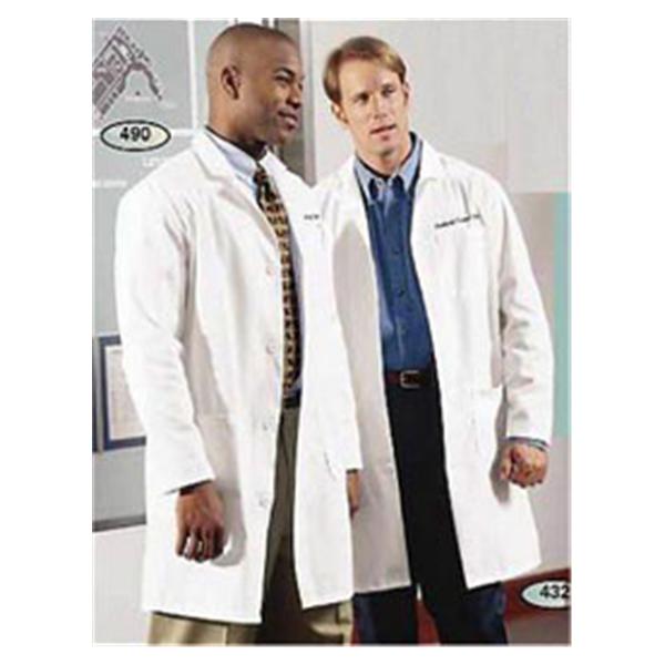 Fashion Seal Lab Coat Staff Length 65% Polyester / 35% Cotton Mens White Size 38 Ea - 490-38