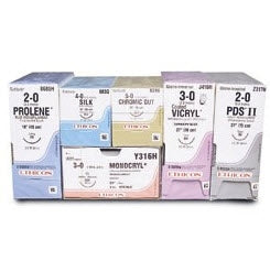 Prolene - Suture with Needle Nonabsorbable Uncoated Blue Suture Monofilament Polypropylene Suture Size 4 - 0 18 Inch Suture 1-Needle 13 mm Length 1/2 Circle Precision Point - Reverse Cutting Needle - 8656G