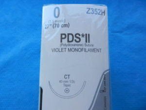 J & J Healthcare Systems PDS II Suture with Needle Absorbable Uncoated Violet Suture Monofilament Polydioxanone Size 0 27 Inch Suture 1-Needle 40 mm Length 1/2 Circle Taper Point Needle - Z352H