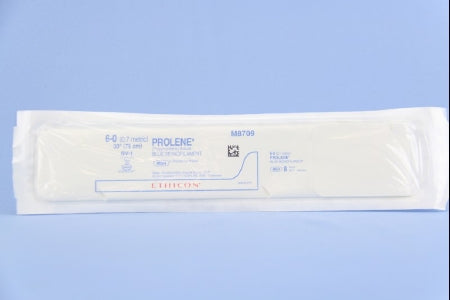 J & J Healthcare Systems Prolene Suture with Needle Nonabsorbable Uncoated Blue Suture Monofilament Polypropylene Suture Size 6-0 30 Inch Suture Double-Armed 9.3 mm Length 3/8 Circle Taper Point Needle - 8709