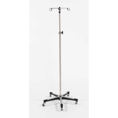 Blickman IV Stand Ram Horn Hooks 2-Hook 5 Legs with 2 Inch Hard Rubber Casters, 24 Inch Base Diameter, Polished Die Cast Aluminum Base with Wall Saver - 1415SS
