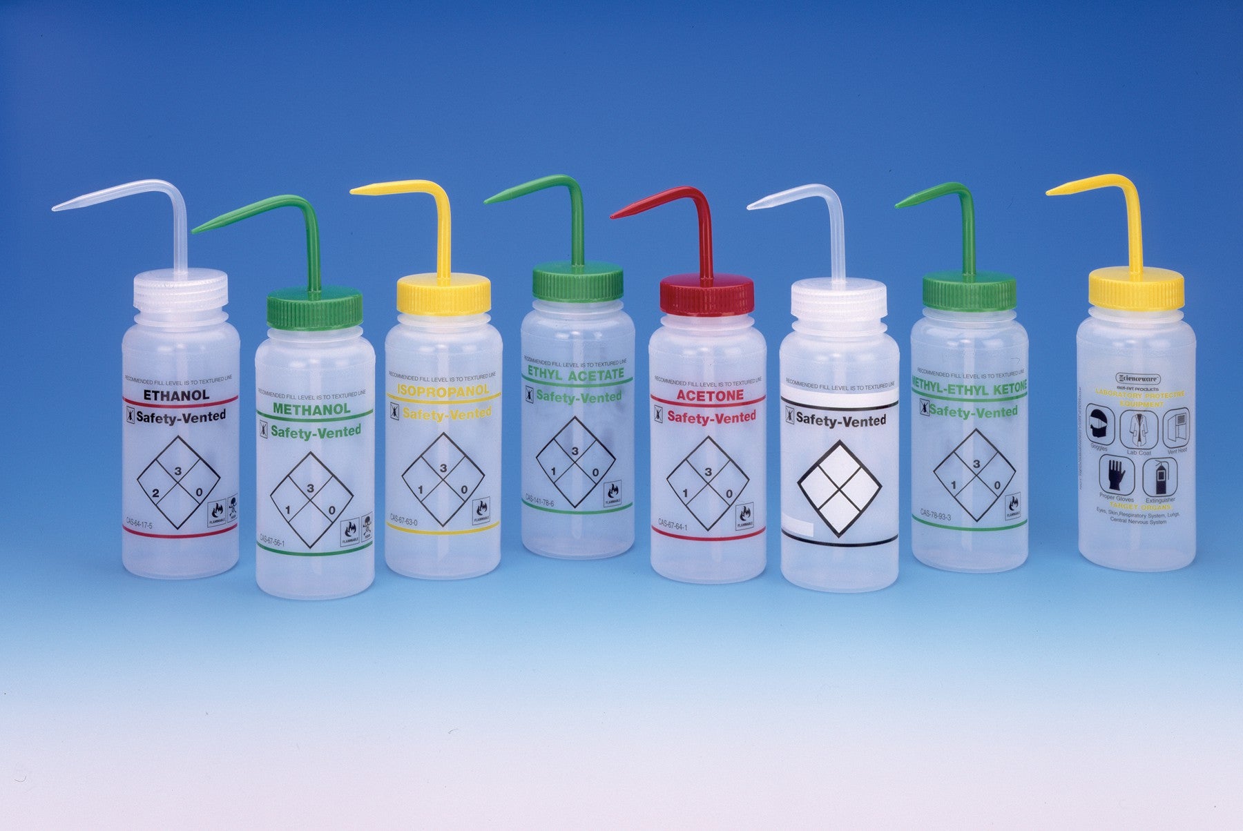 Bel-Art Products Safety-Vented Labeled Wash Bottle Wide Mouth Low Density Polyethylene with Polypropylene Cap 250 mL - 11643-0223