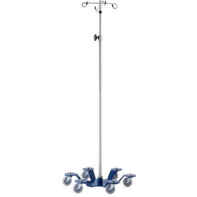 Blickman IV Stand 4-Hook 6 Legs with 3 Inch Roller Blade Caster, 25-1/4 Inch Base Diameter, Standard Steel Powder Coated Blue Finish Base for Durability - 1370-4