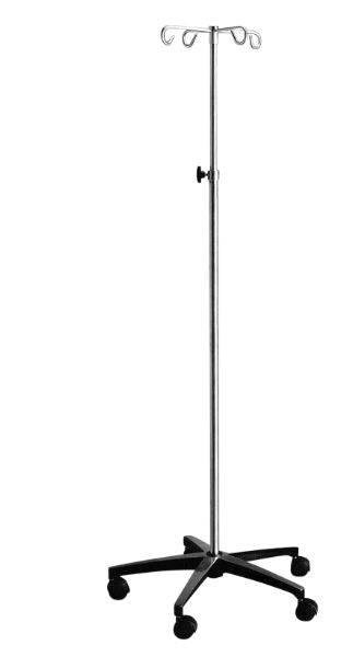 Blickman IV Stand Ram Horn Hooks 4-Hook 5 Legs with 3 Inch Hard Rubber Swivel Casters, 24 Inch Base Diameter, Polished Die Cast Aluminum Base with Wall Saver - 1350-4