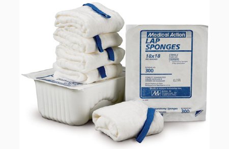 Medical Action Industries Surgical Laparotomy Sponge Cotton 12 X 12 Inch 5 Count Rigid Tray Sterile - 311