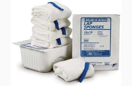 Medical Action Industries - Surgical Laparotomy Sponge Cotton 12 X 12 Inch 5 Count Rigid Tray Sterile - 311