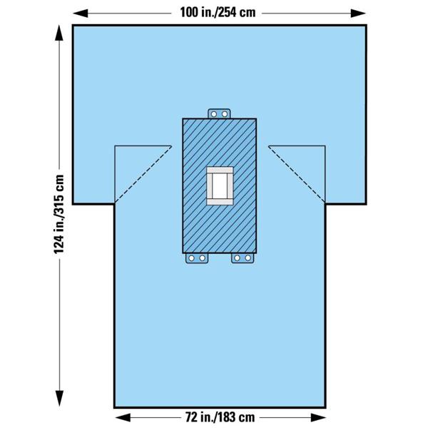 O & M Halyard Drape Laparotomy 4X12" Fenestrated 72X124" Sterile 13Pk/Ca - 89228