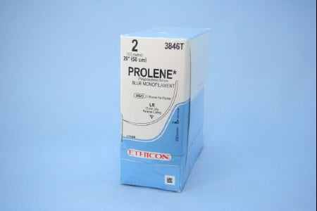 J & J Healthcare Systems Prolene Suture with Needle Nonabsorbable Uncoated Blue Suture Monofilament Polypropylene Suture Size 2 20 Inch Suture 1-Needle 75 mm Length 3/8 Circle Reverse Cutting Needle - 3846T