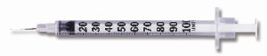 Micro-Fine - Insulin Syringe with Needle 1 mL 28 Gauge 1/2 Inch Regular Wall NonSafety - 329420