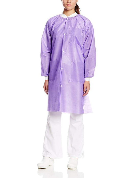 Long Sleeves Knee Length Lab Coat - Purple