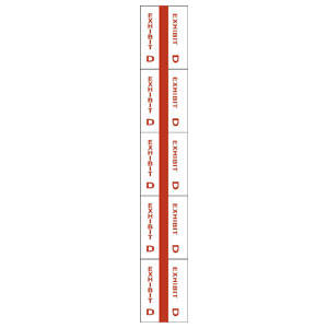 Tabbies Alphabetical Exhibit Index Tabs, Red Color Edge - 1" in, 5 Pack per Box