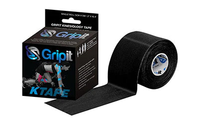 Gripit KTAPE - Kinesiology Tape Cotton / Lycra / Spandex 2 Inch X 5-1/2 Yard Black NonSterile - 24-0121