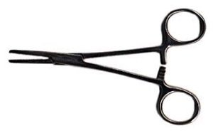 Medical Action Industries - Hemostatic Forceps Mosquito 4-3/4 Inch Length Floor Grade Nickel Plated Stainless Steel Sterile Ratchet Lock Finger Ring Handle Curved Serrated Tip - 56224