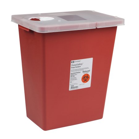 Cardinal SharpSafety Sharps Container 1-Piece 17-1/2 H X 15-1/2 W X 11 D Inch 8 Gallon Red Hinged Lid - 8980-