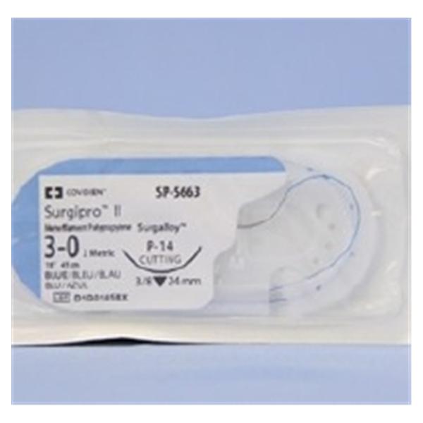 Medtronic MITG-Covidien Suture 3-0 Polypropylene P-14 Surgipro Ii Blue 18" Monofilament 36/Ca - SP5663