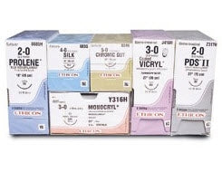 Prolene - Suture with Needle Nonabsorbable Uncoated Blue Suture Monofilament Polypropylene Suture Size 10 - 0 8 Inch Suture Double-Armed 16 mm Length Straight SABRELOC Straight Tanschamber Needle - 1713G