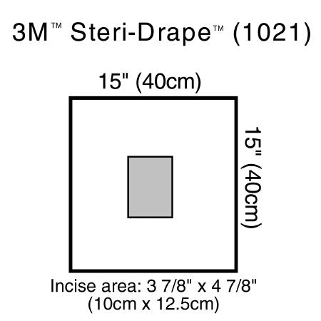 3M Steri-Drape - Surgical Drape Small Drape with Incise Film 15 W X 15 L Inch Sterile - 1021