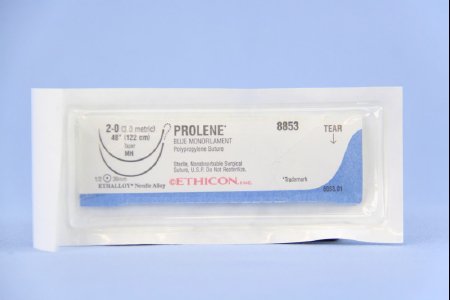 Prolene - Suture with Needle Nonabsorbable Uncoated Blue Suture Monofilament Polypropylene Suture Size 2 - 0 48 Inch Suture Double-Armed 36.4 mm Length 1/2 Circle Taper Point Needle - 8853H