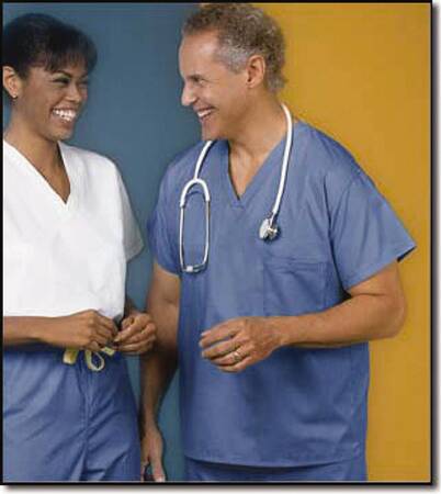 Fashion Seal Uniforms - Scrub Shirt Medium Ceil Blue 2 Pockets Short Sleeve Unisex - 6796-M