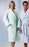 Fashion Seal Uniforms - Patient Robe Unisex Large Green Stripe Reusable - 1835-L